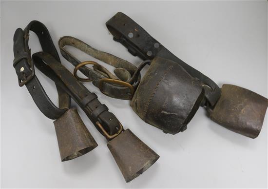 Four 19th century cow bells